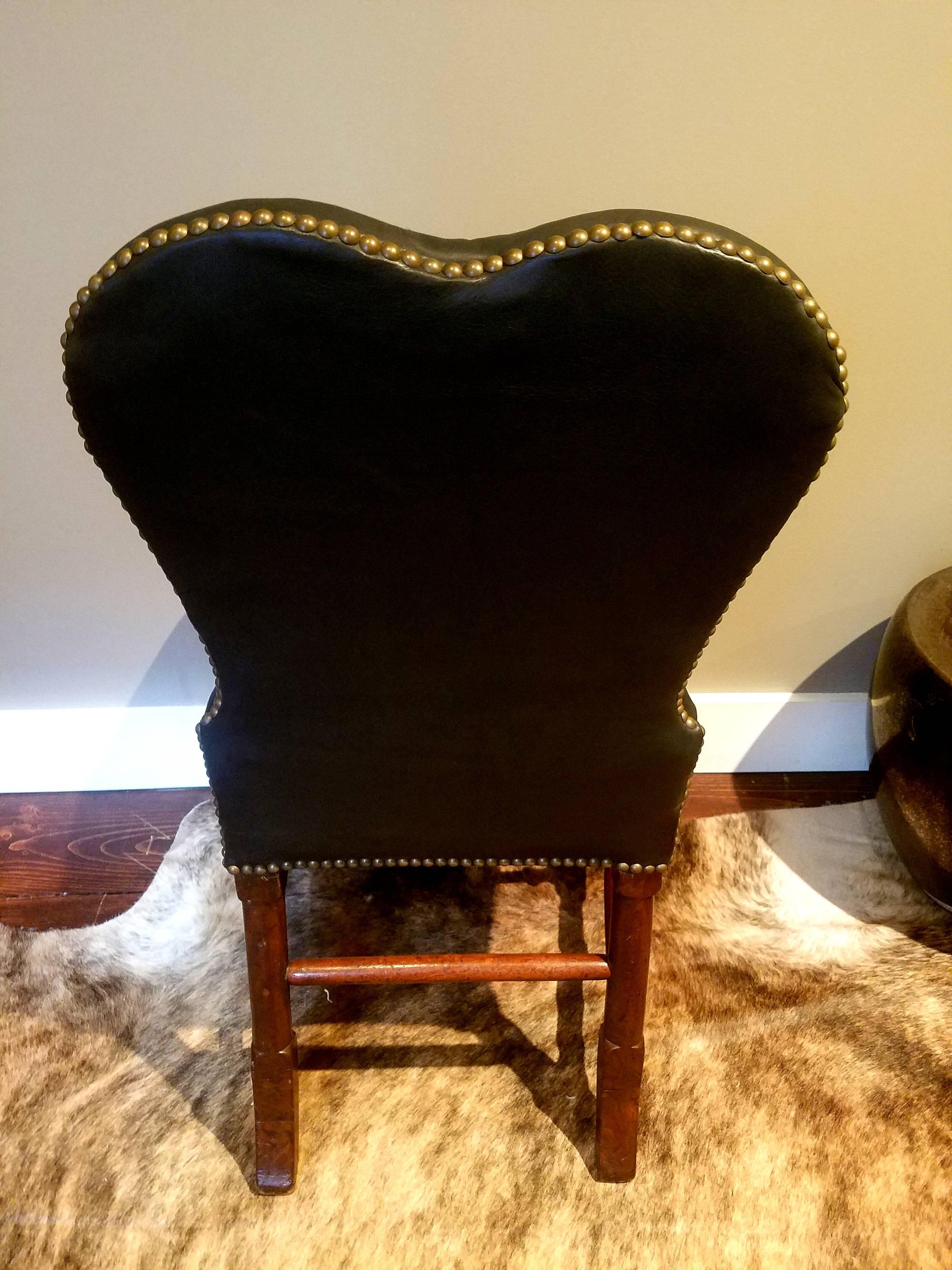 Turned George II circa 1740 Side Chair in Glove Leather