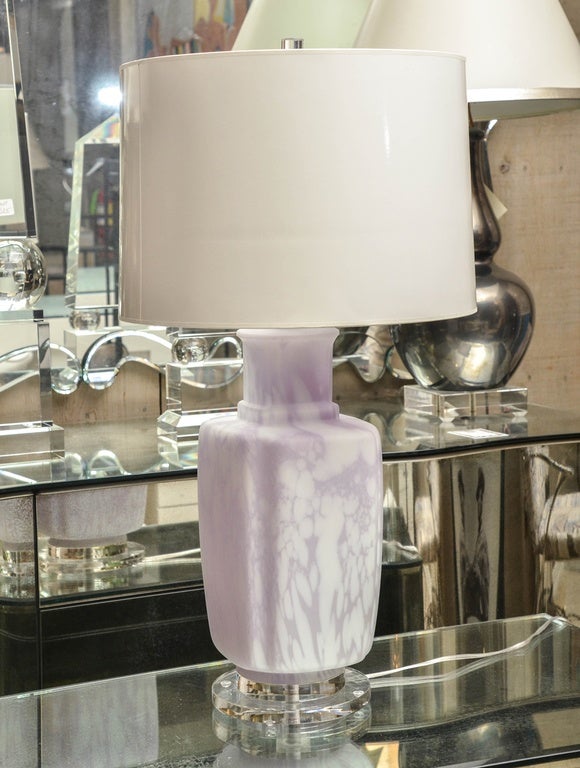 Mid-Century Modern Striking and Unusual Mid-Century Lavender Murano Glass Table Lamp