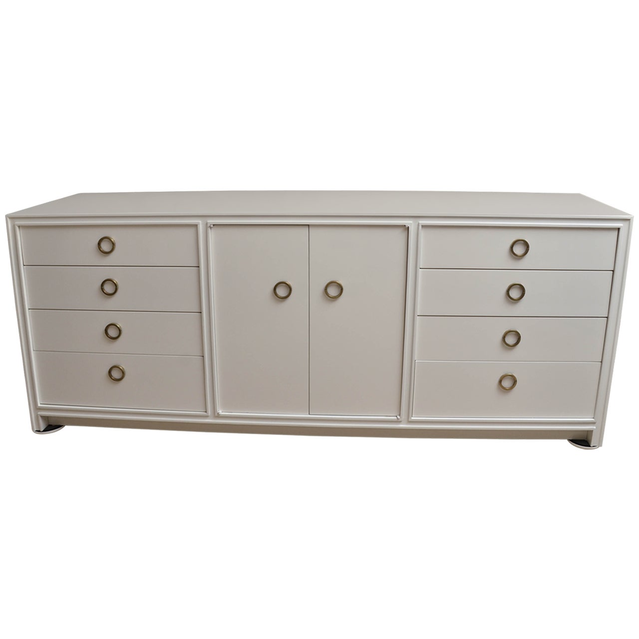 Attractive Mid-Century White Lacquer Eight-Drawer Dresser