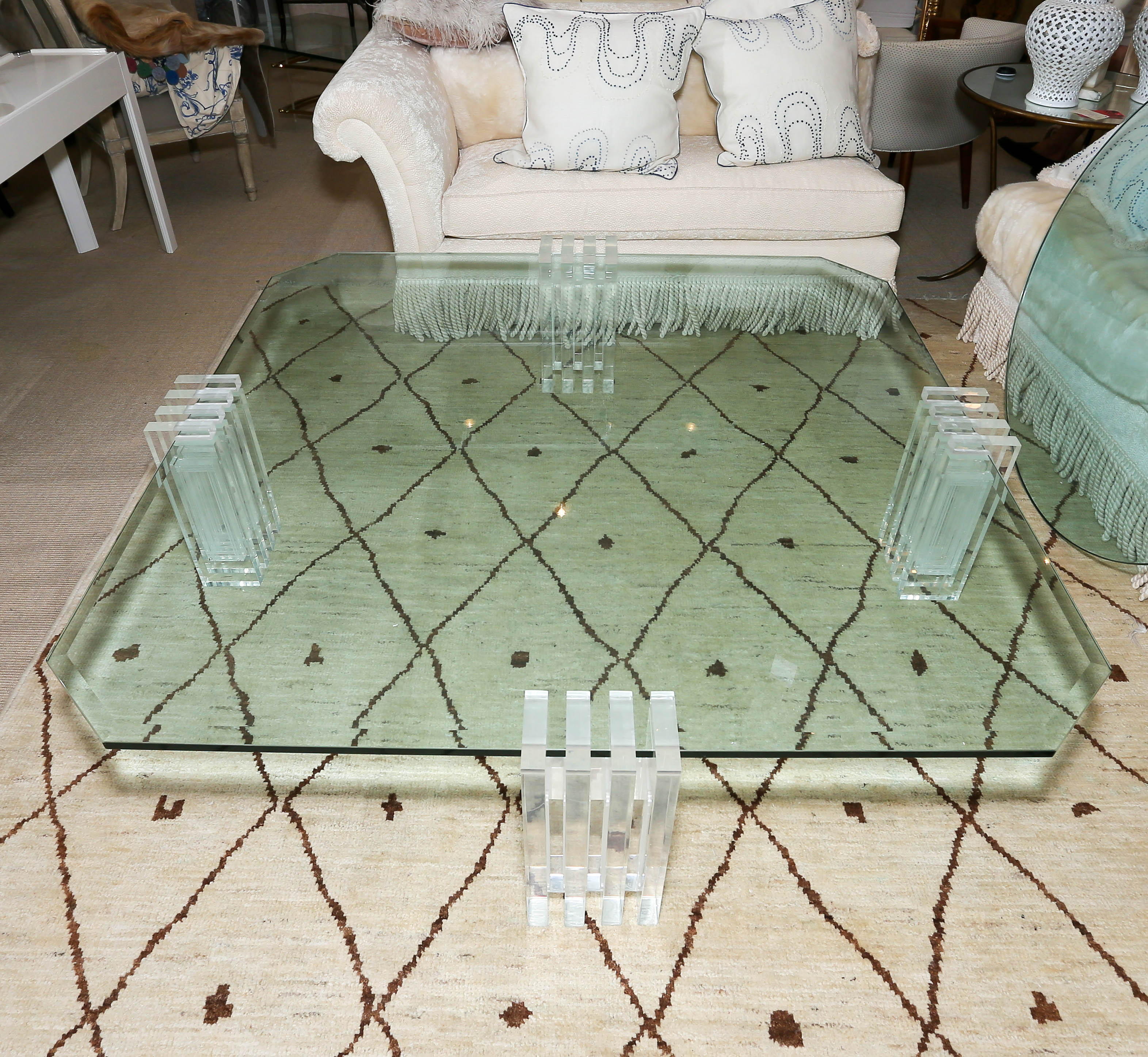 Spectacular Mid-Century Glass and Lucite Cocktail Table For Sale