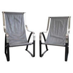 Fauteuils de salon en cuir en porte-à-faux vintage Machine Age de McKay Craft