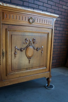 Antique French Marble Top Walnut Sideboard