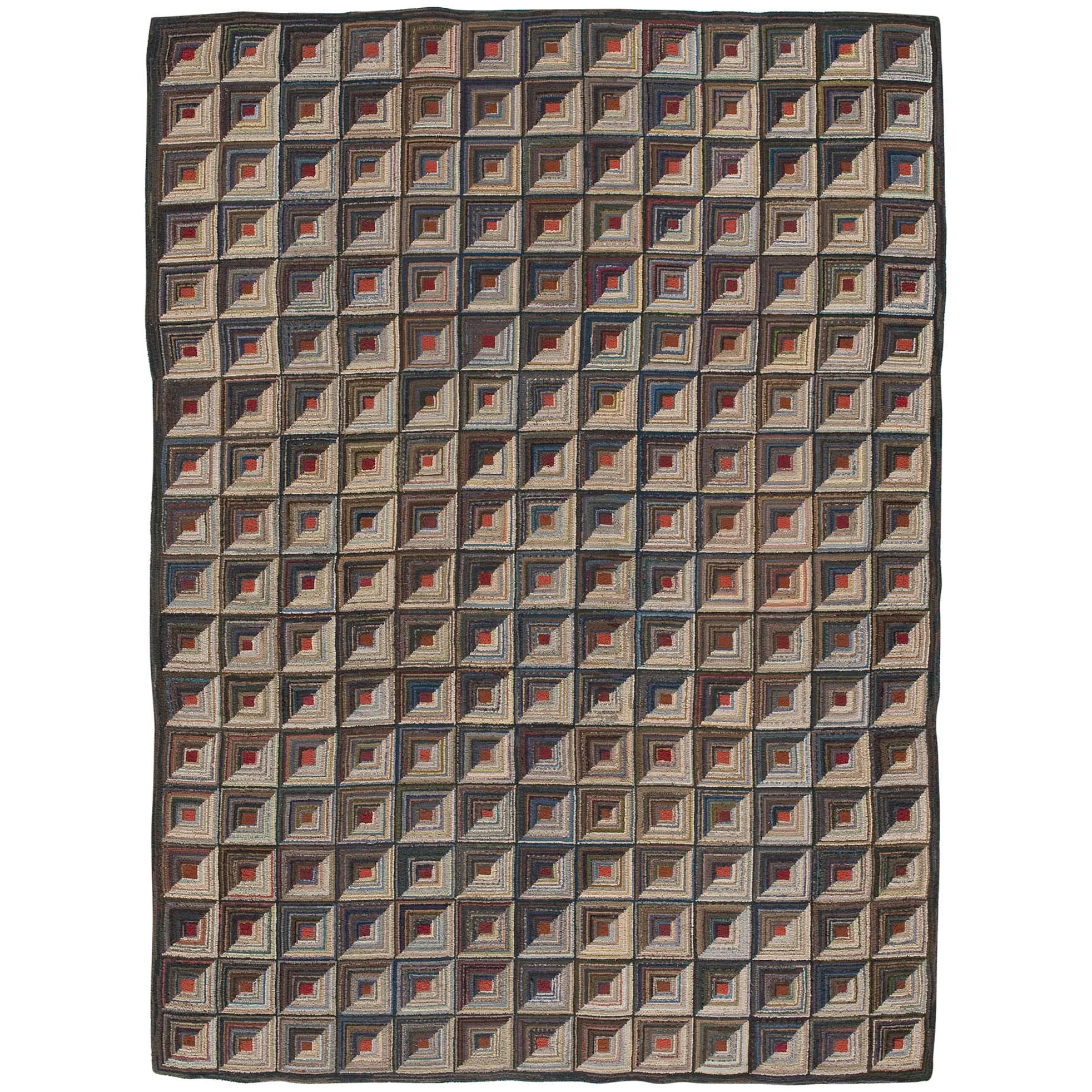 Handmade American Geometric Carpet For Sale