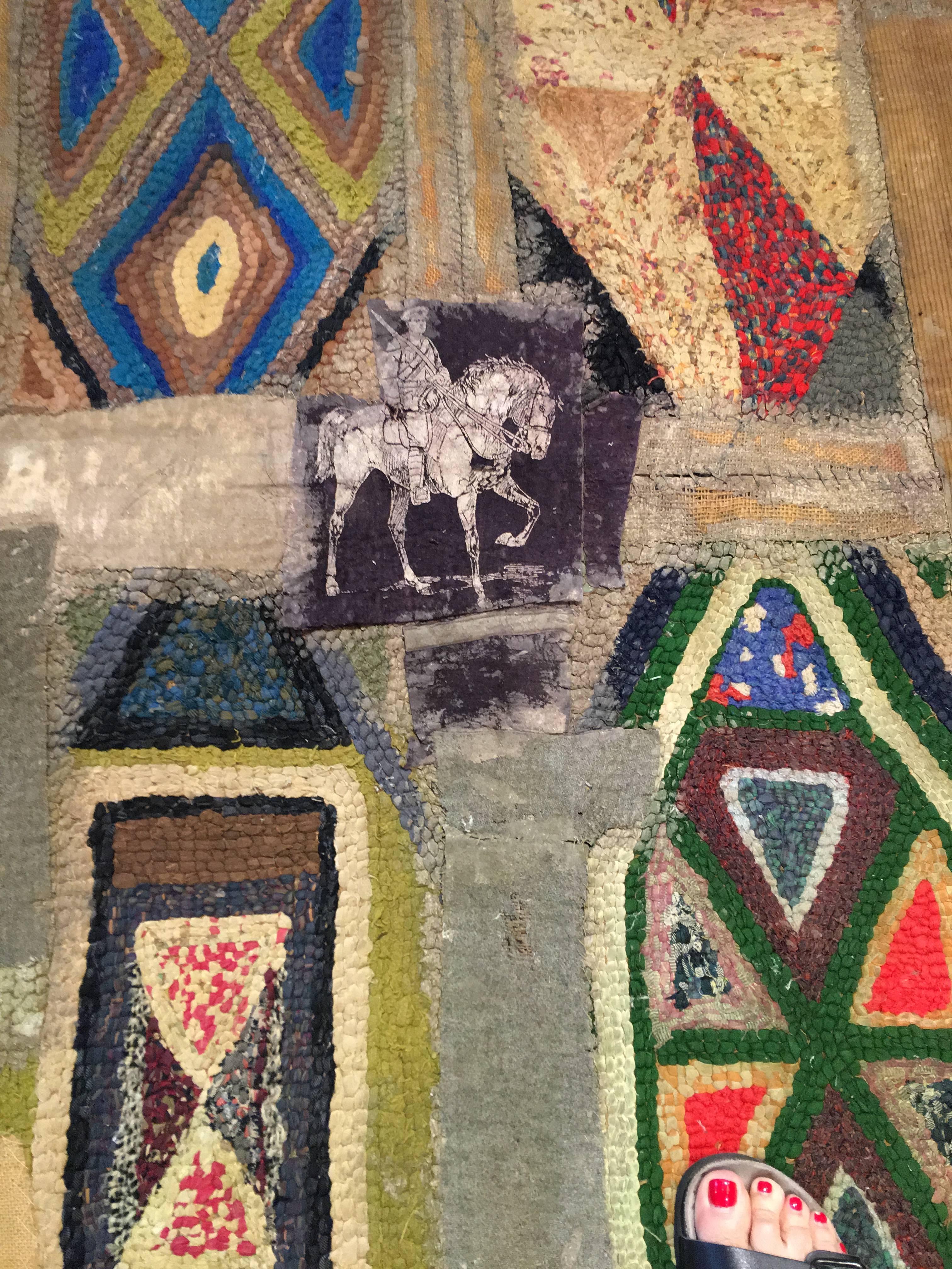 North American Midcentury Hooked Rug For Sale