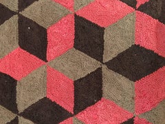 Antique Hooked Rug Baby's Block Pattern