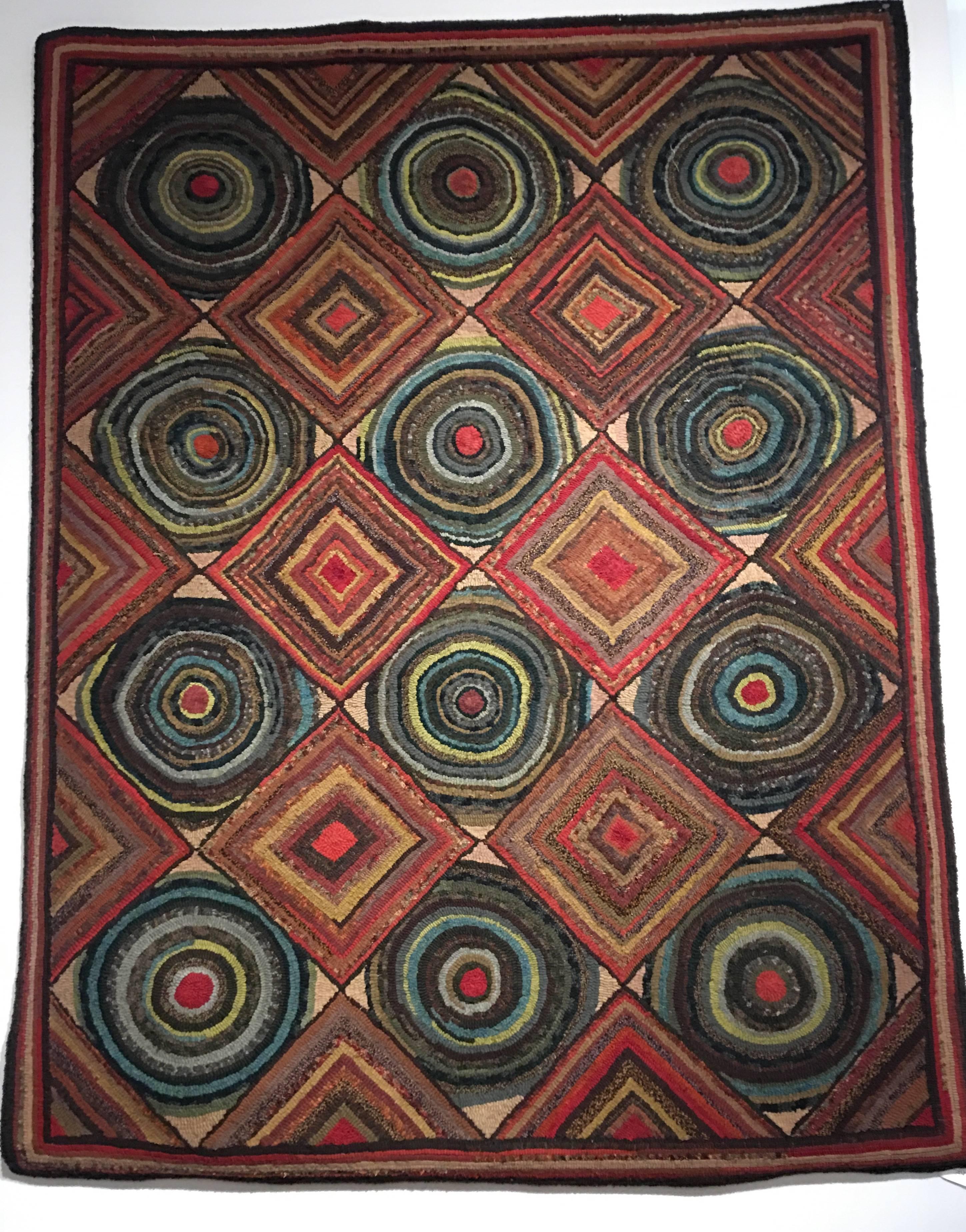 Modern Spectacular Hooked Rug Designed by Stephen T. Anderson For Sale