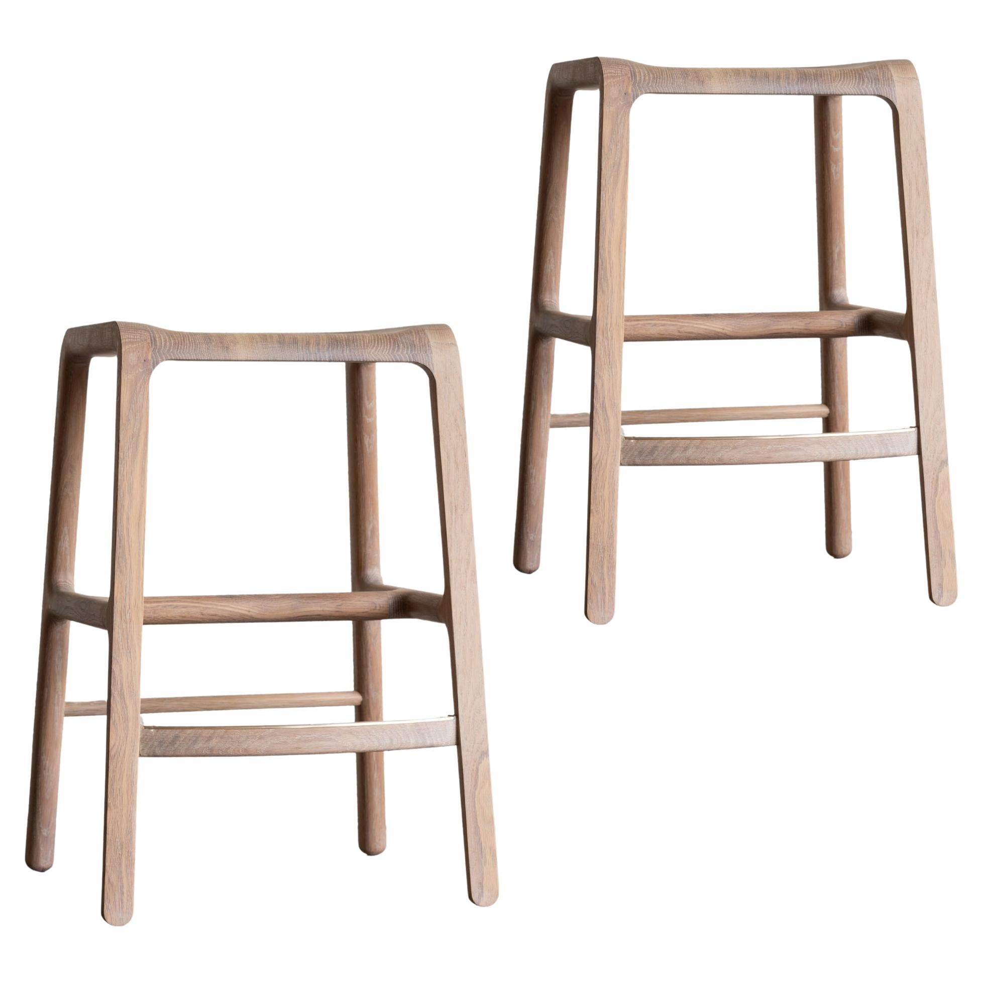Sylvia Counter Height Stool with Brass Footrest Set