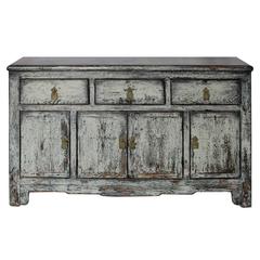 Antique Gray Three-Drawer Sideboard