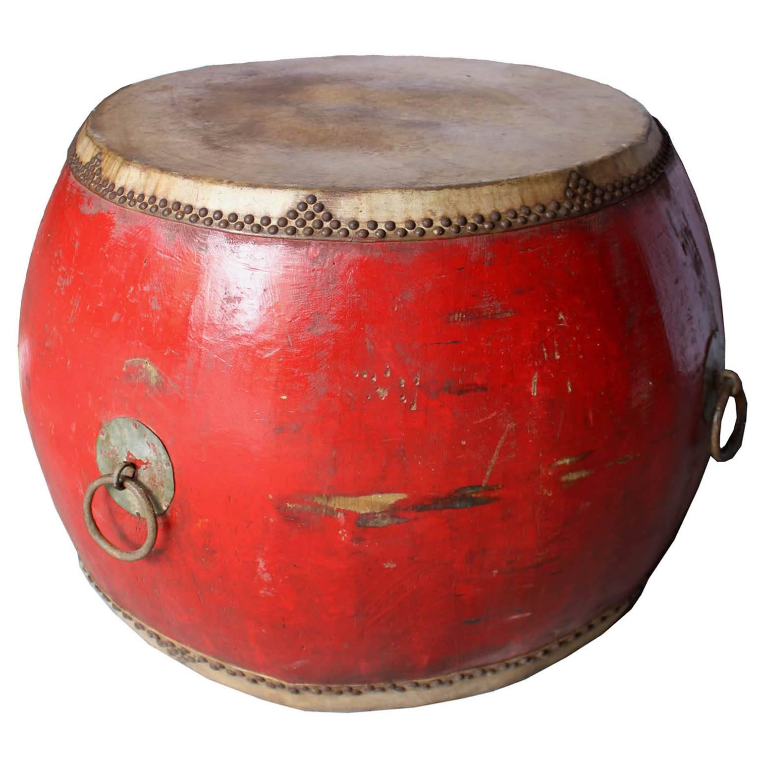 Chinese Red Ceremonial Drum