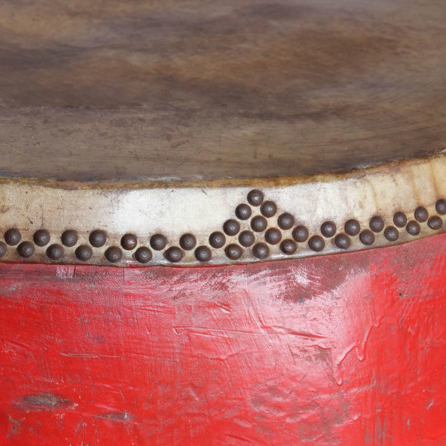 Early 20th Century Red Ceremonial Drum