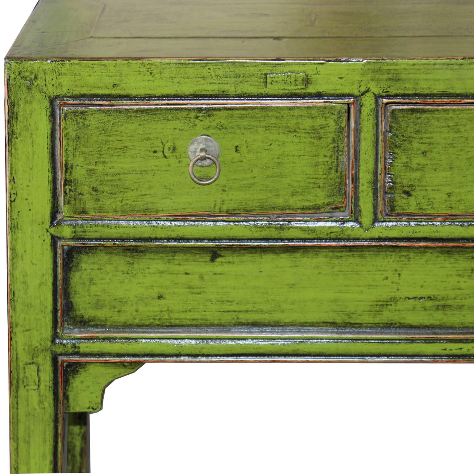 Chinese Lime Green Console Table