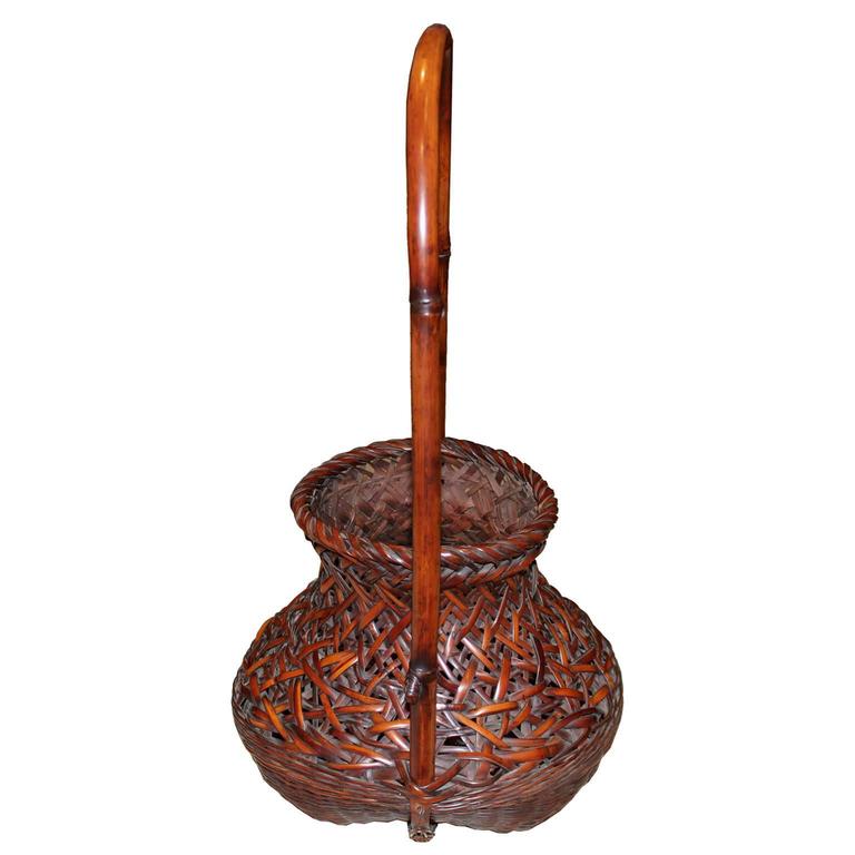Japanese Bamboo Ikebana Basket at 1stDibs
