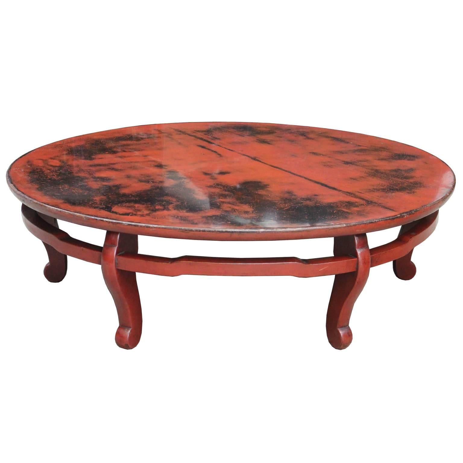 Negoro lacquered low red dining table from Kyoto, Japan would make a beautiful coffee table in a contemporary living room, Meiji period, circa 1870s.
       