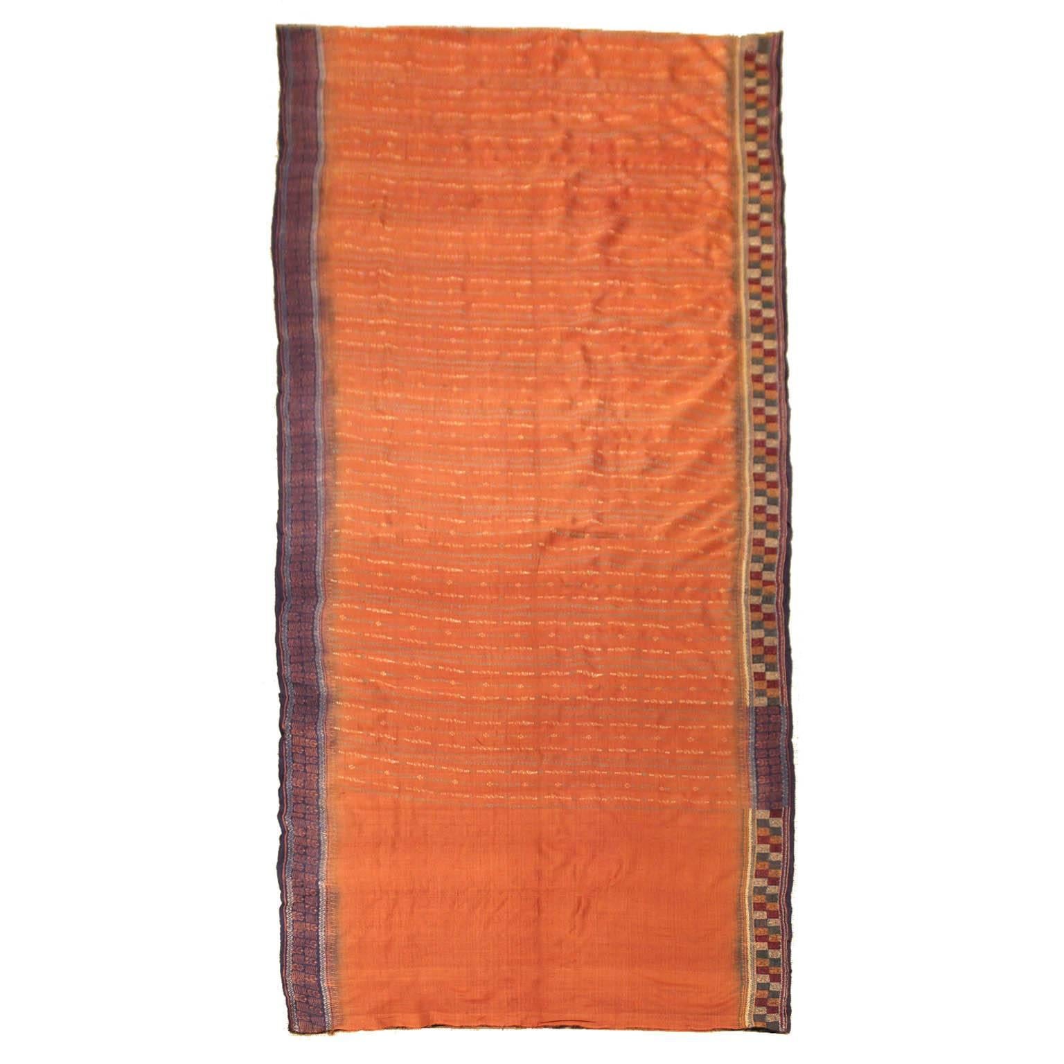 Contemporary Salmon Silk Sari