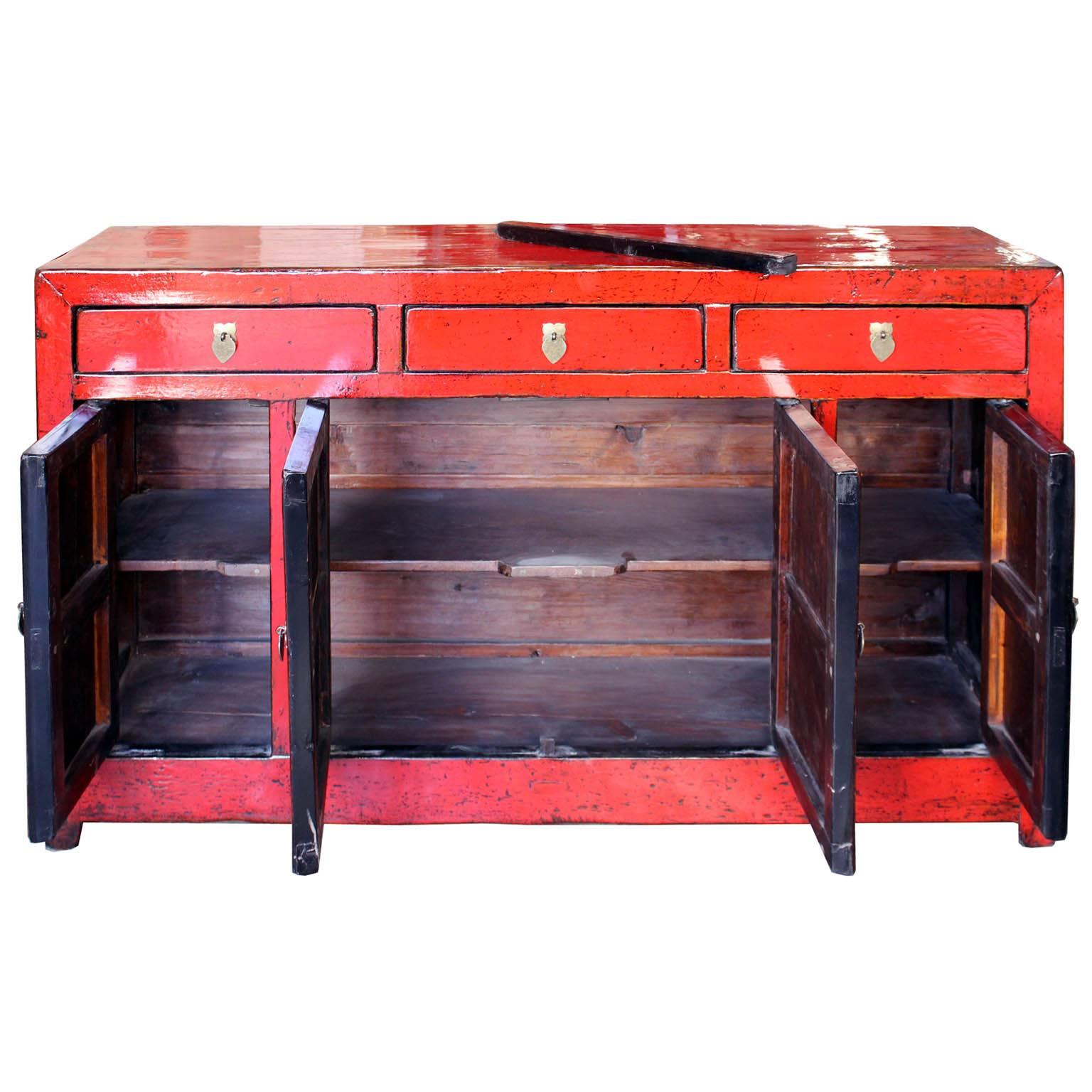 Chinese Red Dongbei Sideboard
