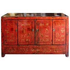 Red Dongbei Wedding Sideboard