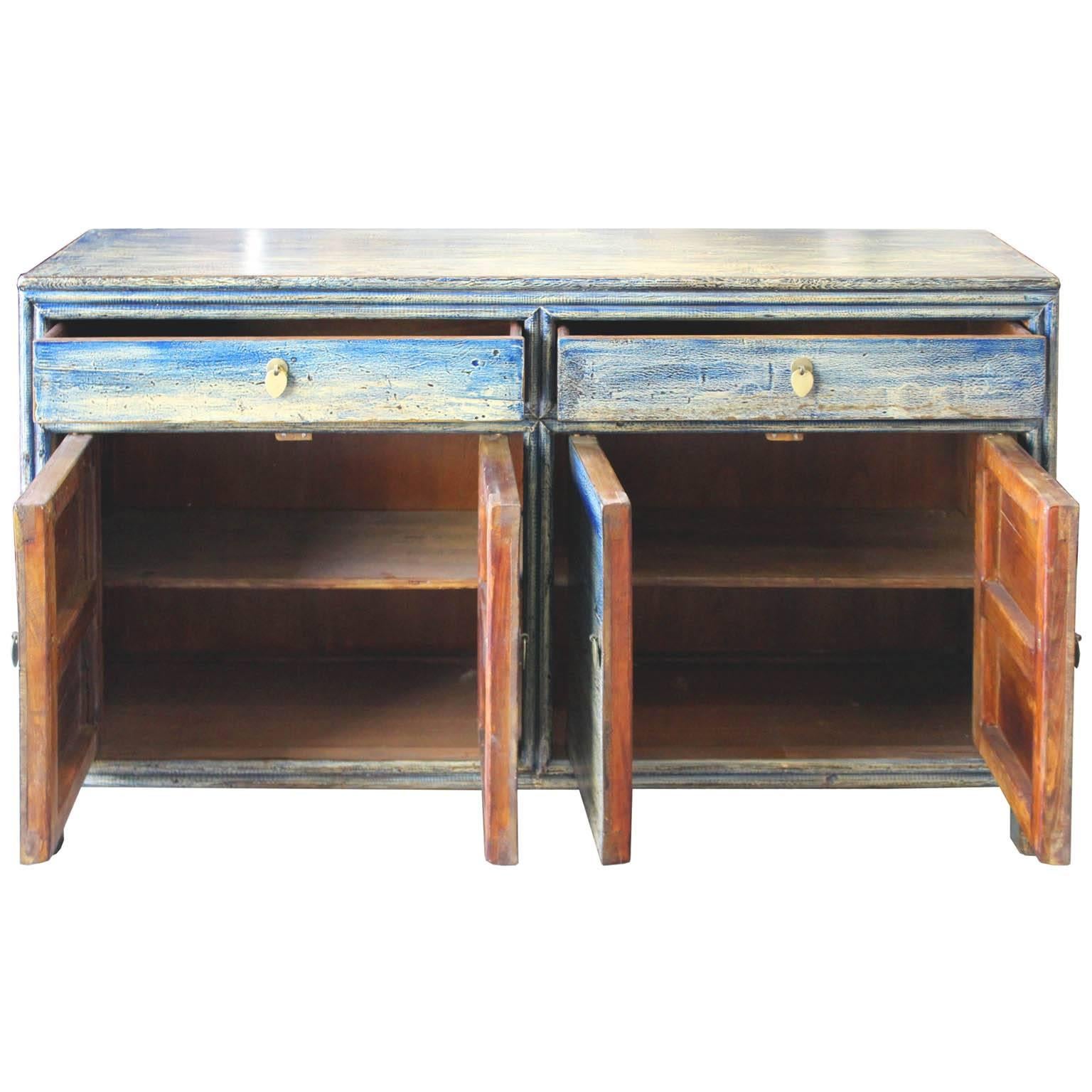 Chinese Blue Watercolor Sideboard