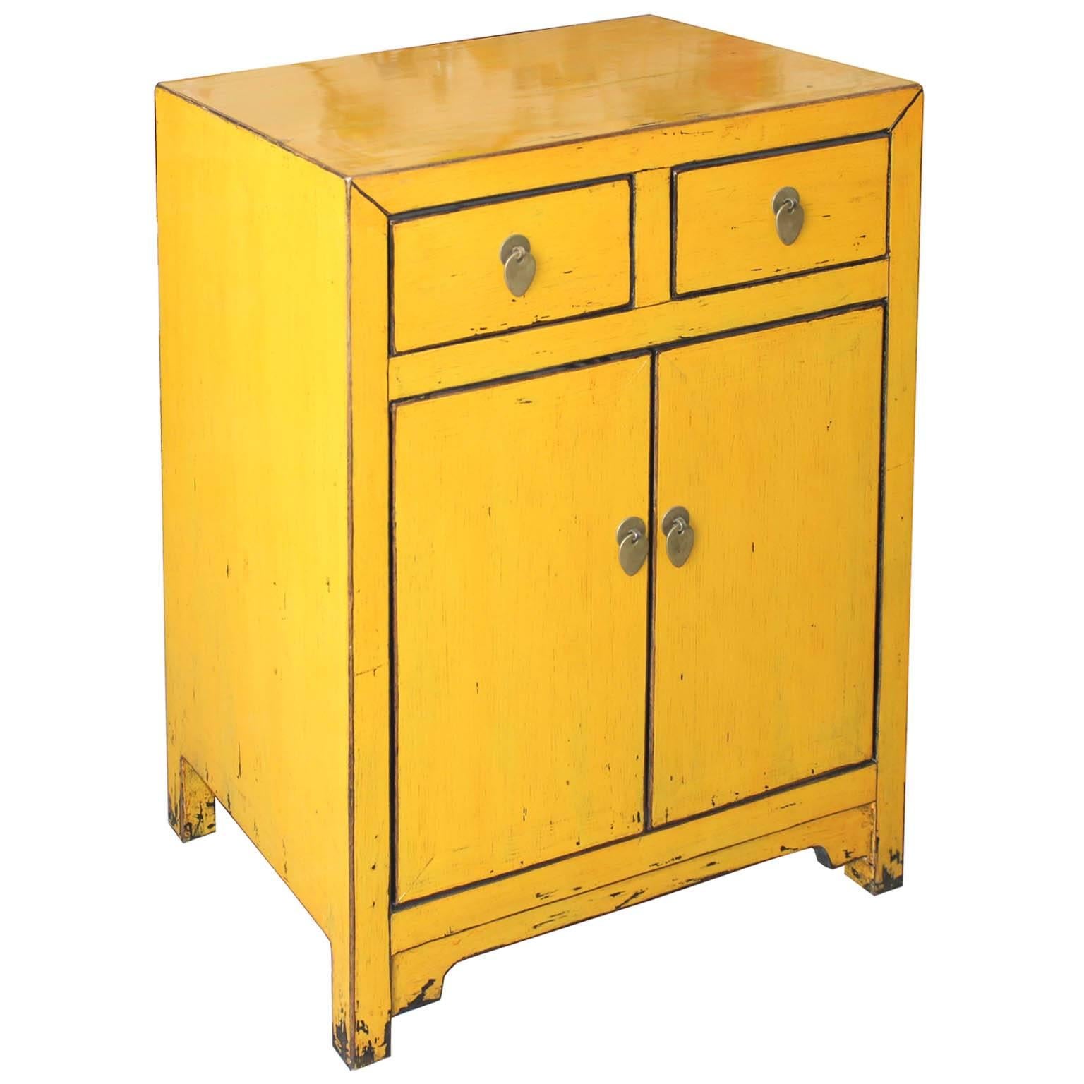 Chinese Yellow Two-Drawer Chest