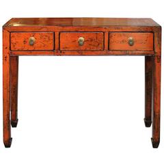 Orange Shandong Console Table