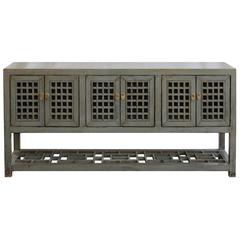Gray Grid Sideboard