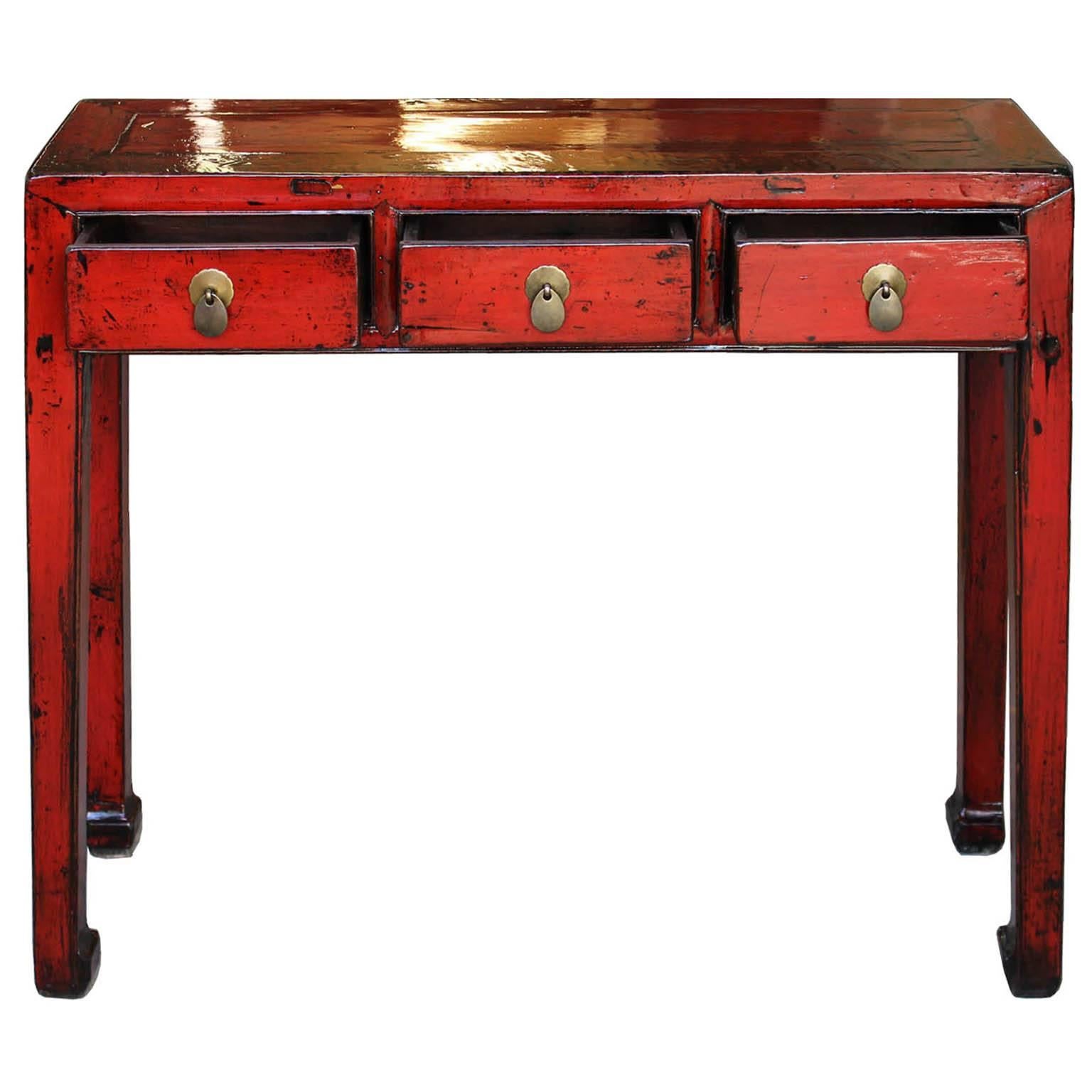 Chinese Beijing Red Console Table