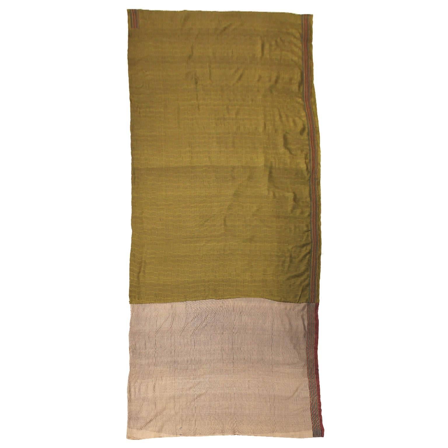 Olive Green Sari In Excellent Condition In San Francisco, CA