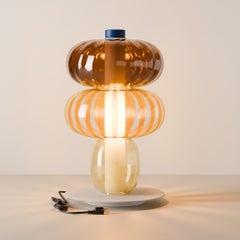 Lampada da tavolo in vetro di Murano "Playground", tabacco + giallo + ambra, 17 in