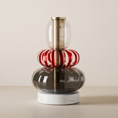 Playground Murano Glass Vase, Cristal + Red + Smoke, 12.2 in