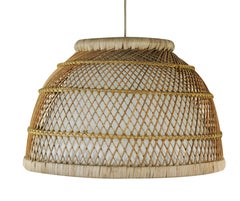 Bella Woven Rattan Pendant Light, Medium Brown, Small, 20.5 in