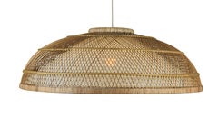 Bella Pendelleuchte aus geflochtenem Rattan, mittelbraun, breit, 40 in