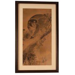 Edo Period Japanese Ink on Paper Painting of an Old Monkey, circa 1820 11