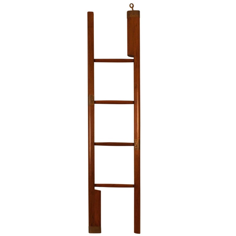 Anglo-Indian Mahogany and Brass Folding Elephant Ladder, circa 1920