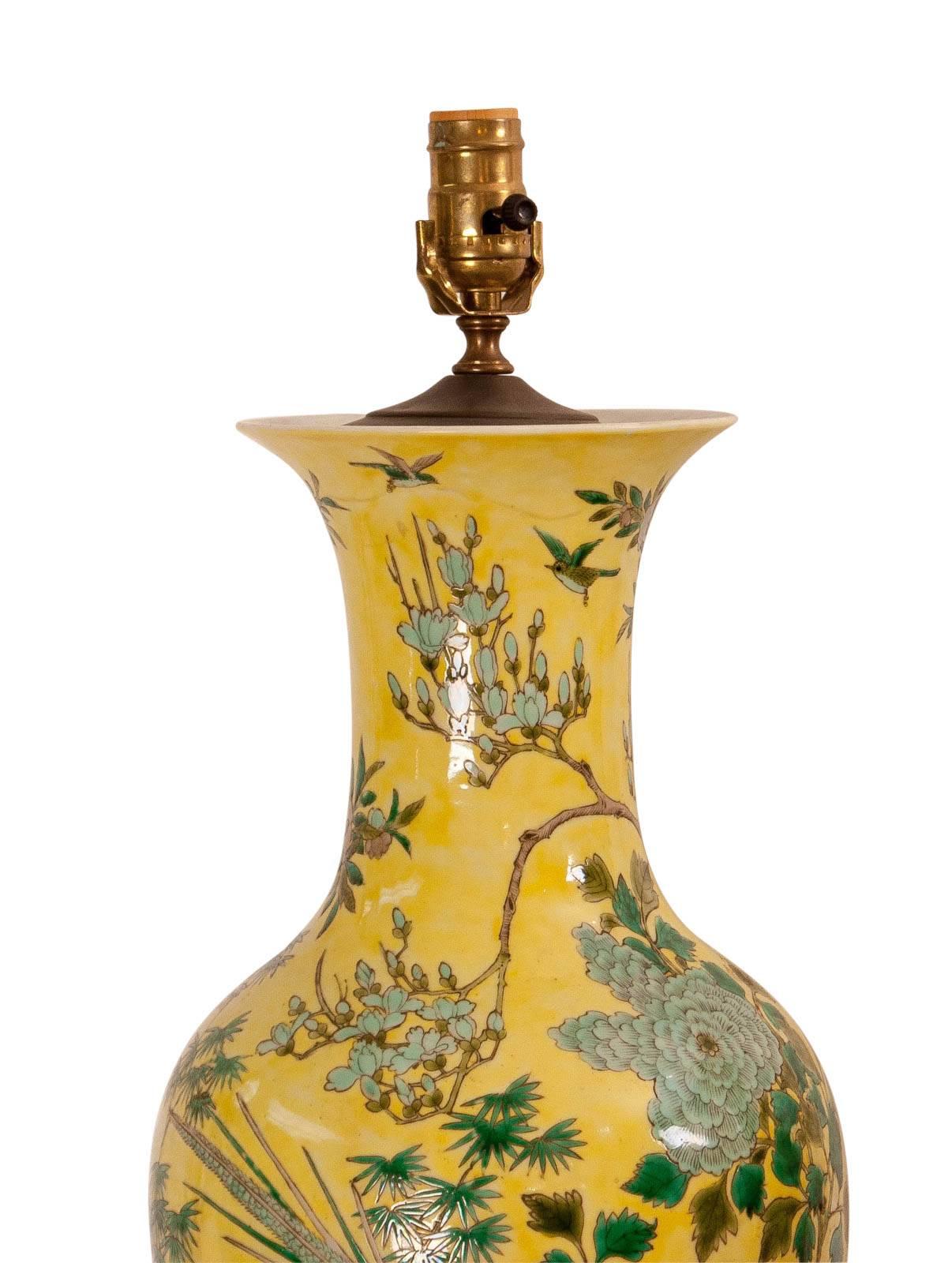 Qing Pair of Yellow Ground Lamps China Republic Period, circa 1915 Now Lamps