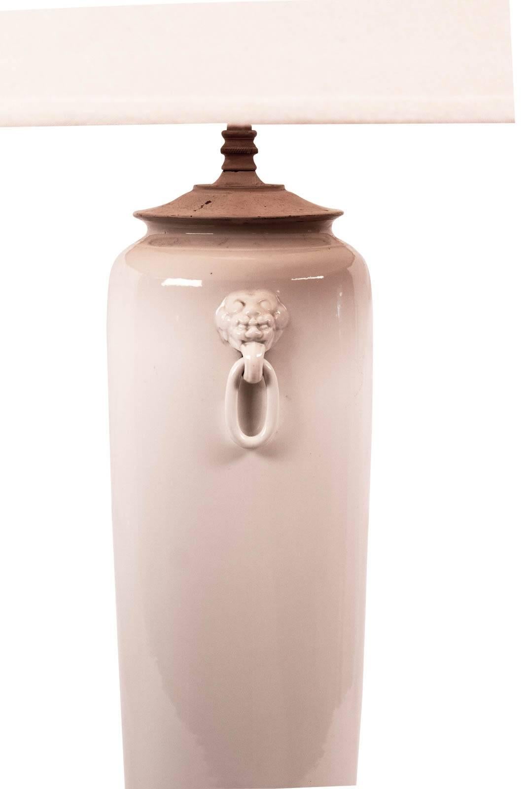 Qing  Dehua Porcelain White Chinese Sleeve Vase, circa 1850, Now a Lamp