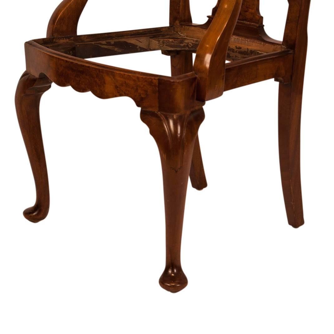 Upholstery George II Style Walnut Armchair, England, circa 1880