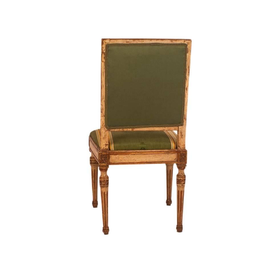 Four French Louis XVI Cream Painted and Gilt Side Chairs, circa 1780 2