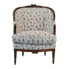 French Fruitwood Louis XVI Style Bergere, circa 1880
