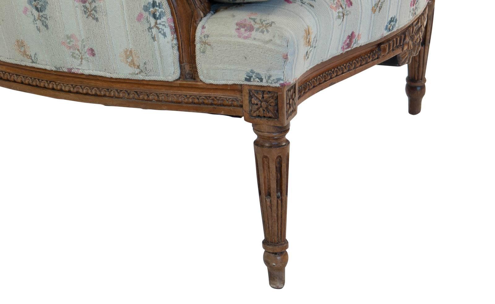 French Fruitwood Louis XVI Style Bergere, circa 1880 In Good Condition In San Francisco, CA