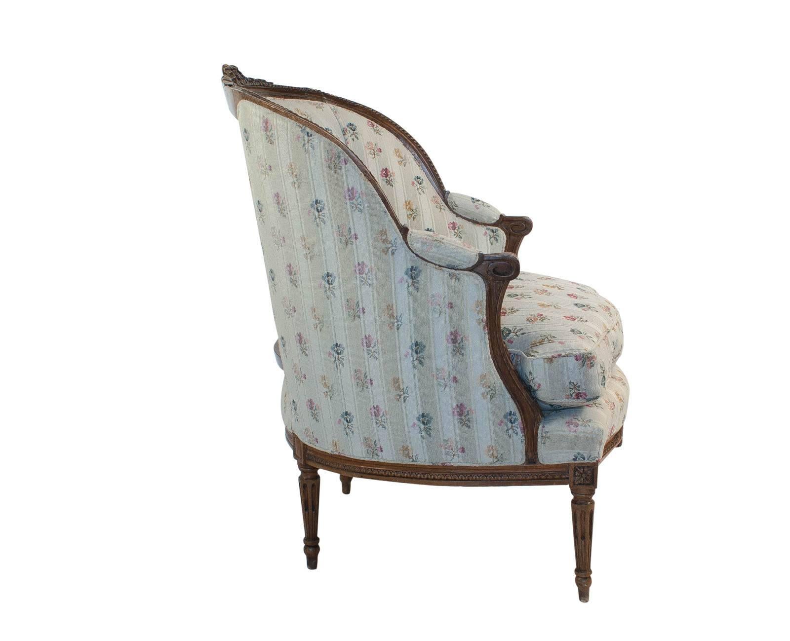 French Fruitwood Louis XVI Style Bergere, circa 1880 1
