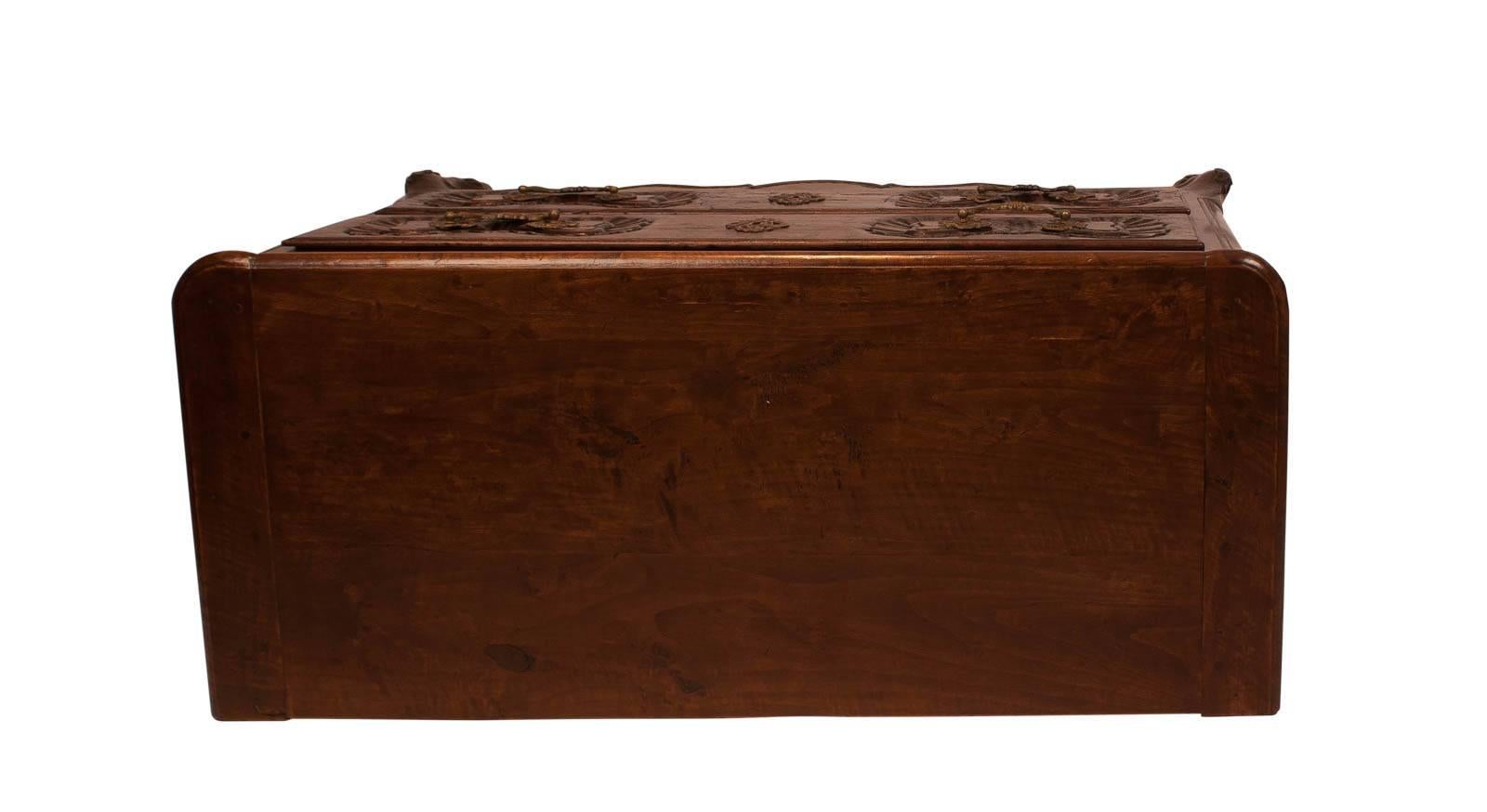 Brass Spanish Walnut Chest, circa 1840 For Sale