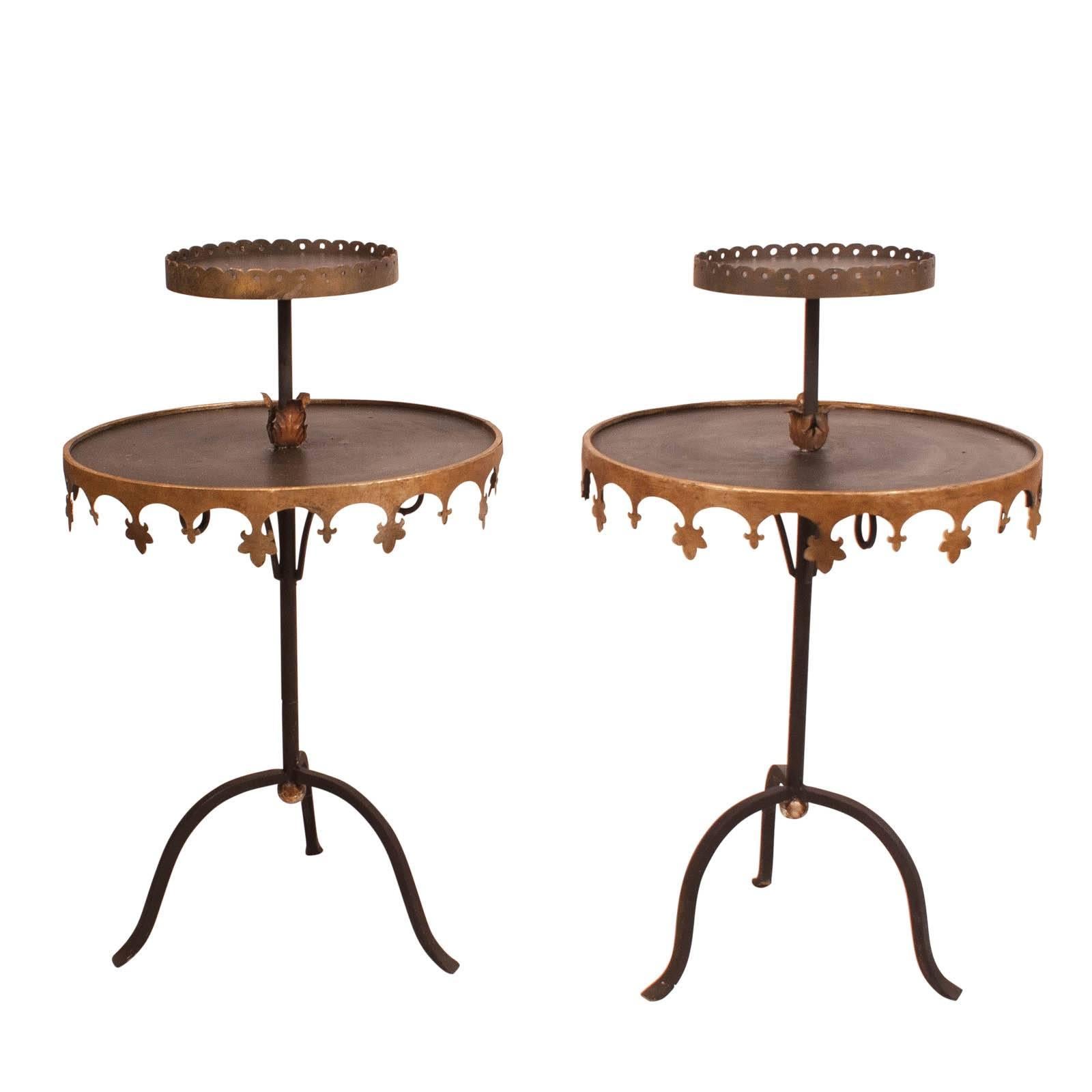 Pair of Vintage Tole Tables, USA, circa 1950