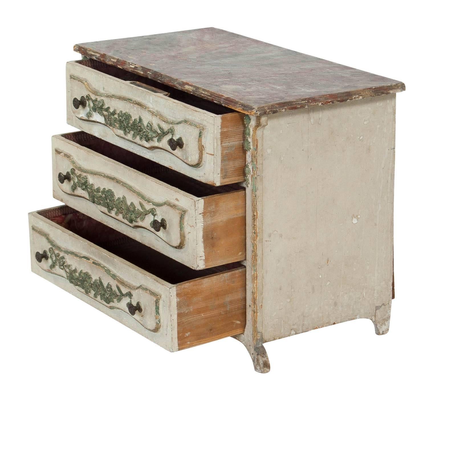 Louis XV Miniature Italian Painted Chest of Drawers, circa 1870