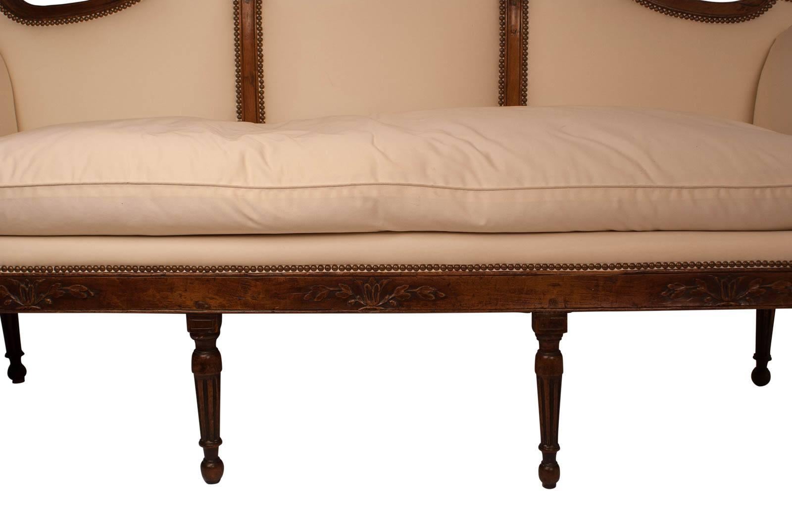 Upholstery Italian Walnut Neoclassical Sofa, circa 1810