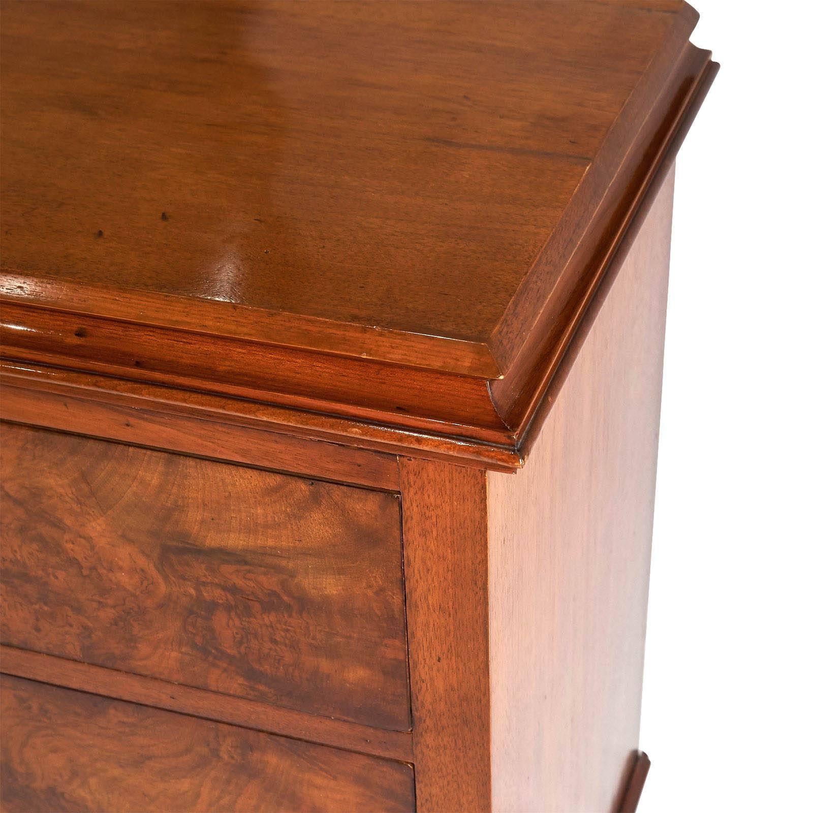 Metal Swedish Biedermeier Chest of Drawers in Burled Elm, circa 1850