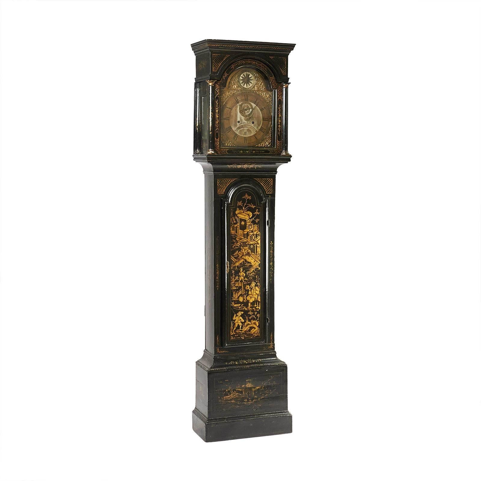 English Early 18th Century Chinoiserie Long Case Clock