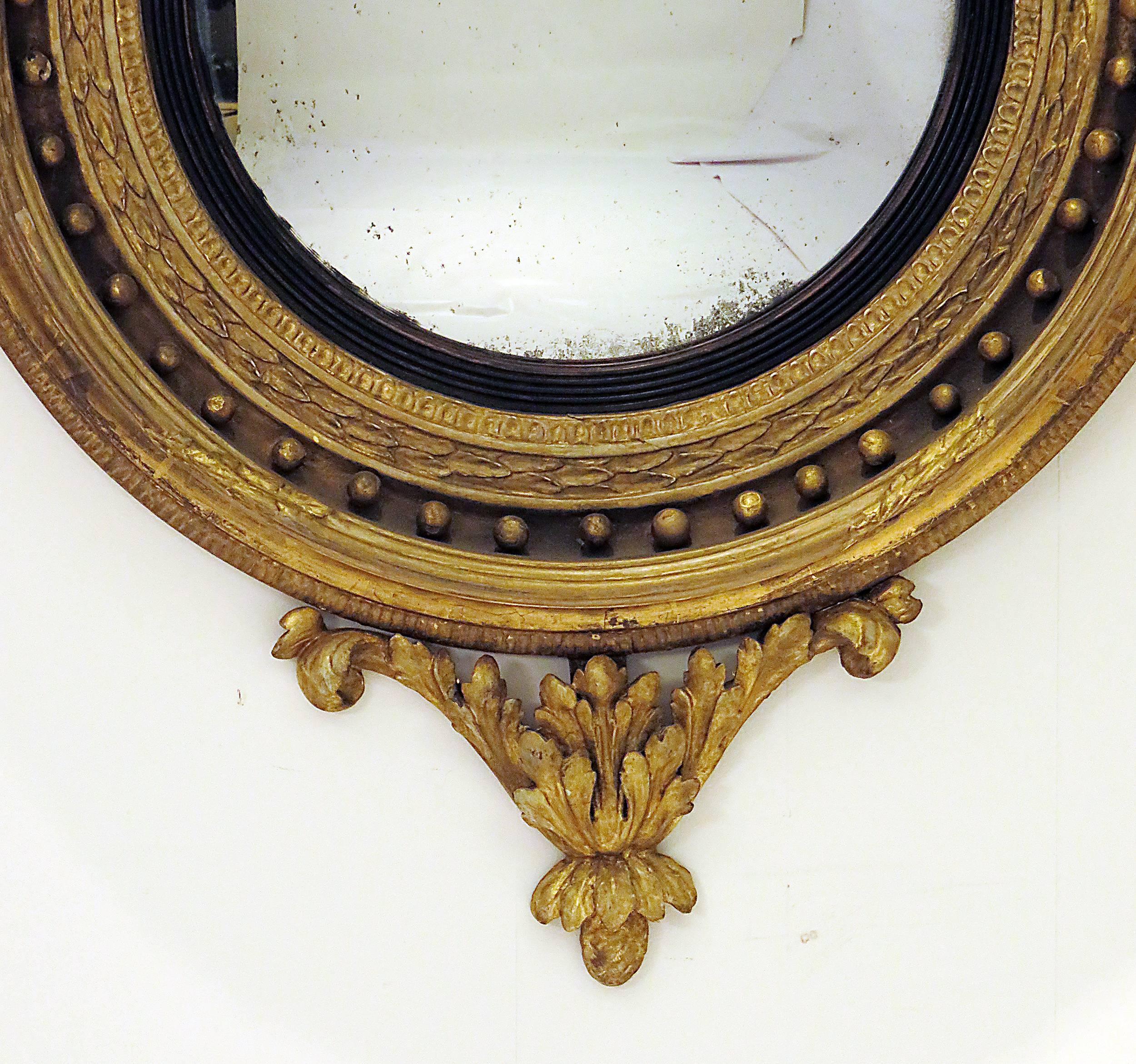 Early 19th Century Regency Convex Mirror, 48″ x 26″ In Good Condition In San Francisco, CA
