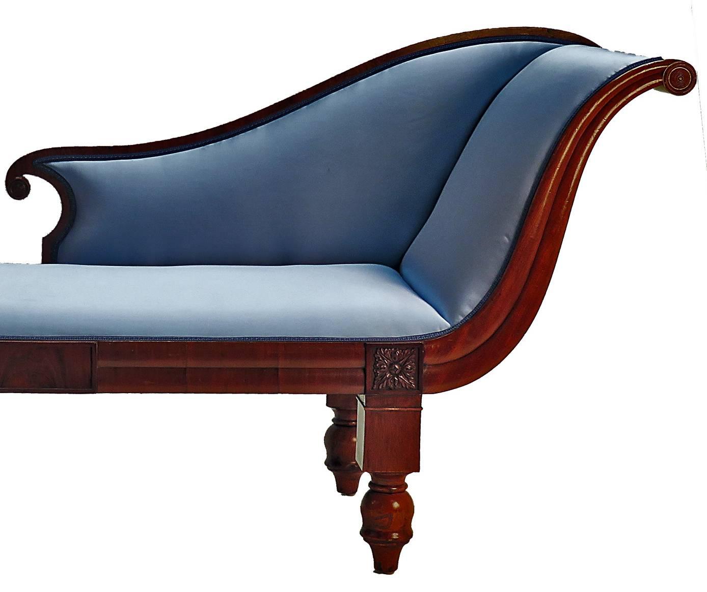 Named for Madam Recamier, the fainting couch was a staple for the homes of the fashionable where the delicate beauty could regain her composure should her corset be too tight. They where styled after pieces painted on ancient Greek and Roman