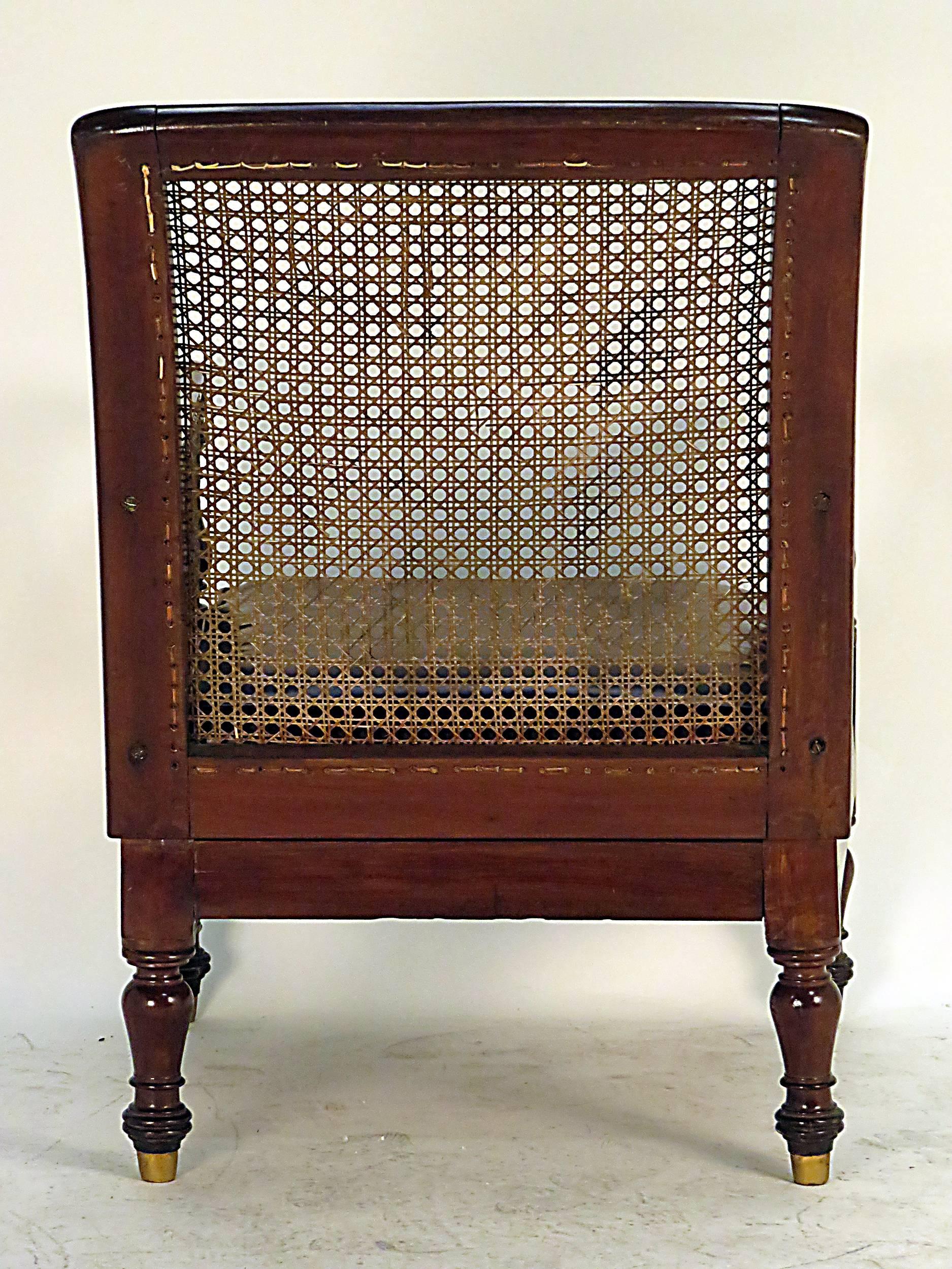 Regency Edwardian English Mahogany Library Chair with a Leather Seat England, circa 1900