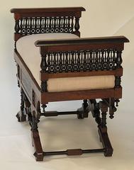 Ottoman Carved, Turned and Inlaid Bench, Middle East circa 1900