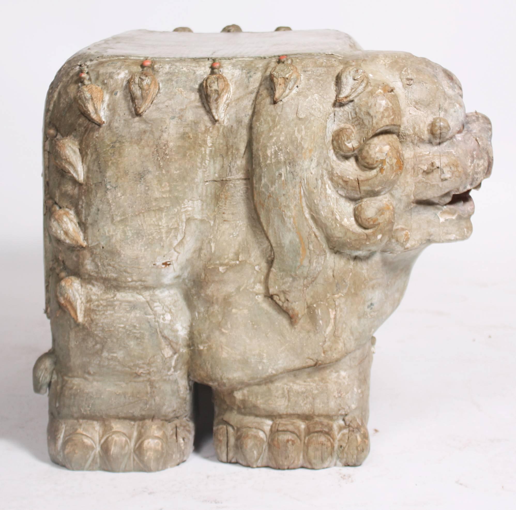 19th Century Large Pair of Japanese Carved Snow Lions 